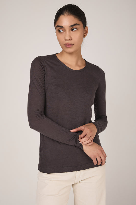 Fine Cool Cashmere Long Sleeve Top in Koff