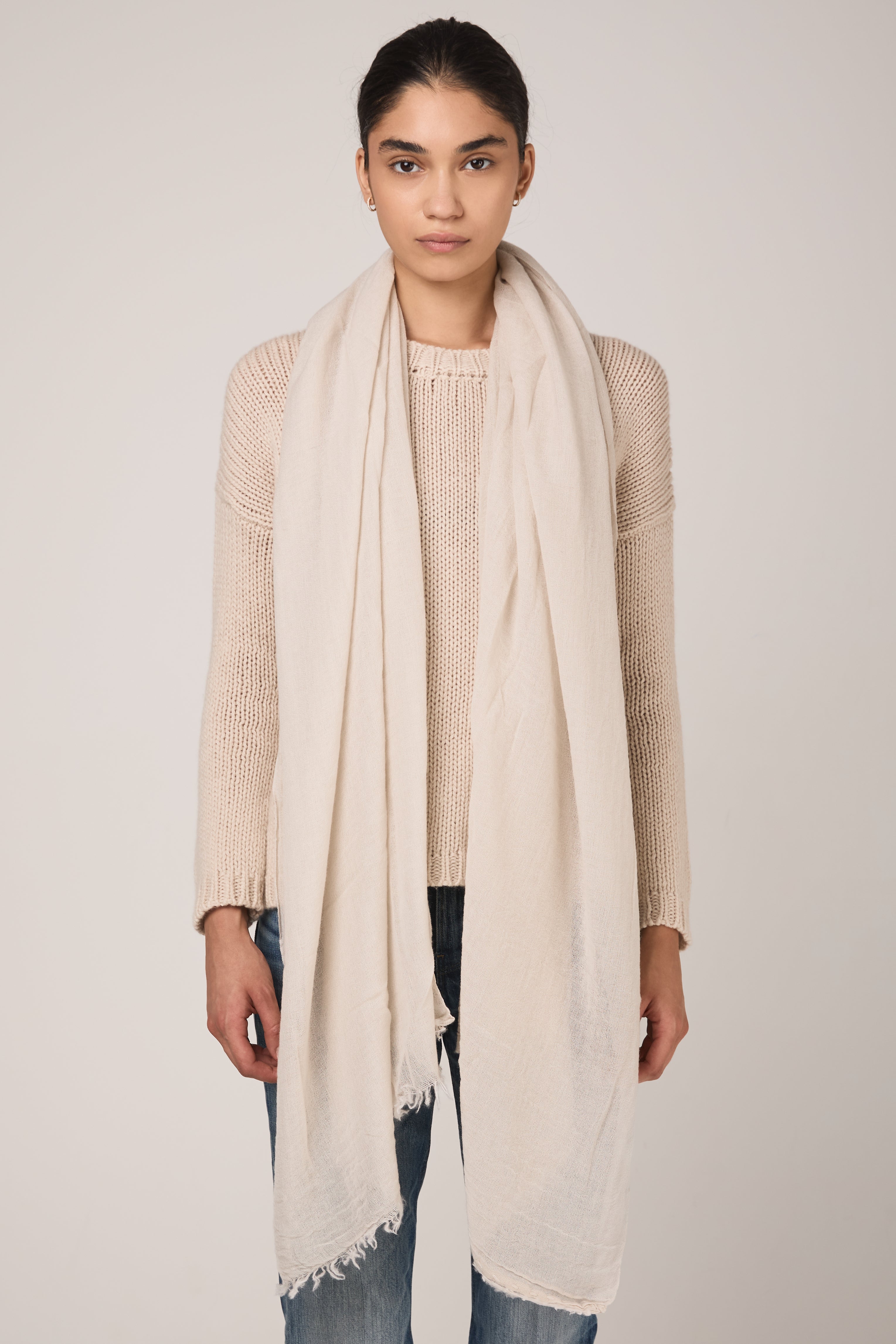 Net Cashmere Scarf in Latte