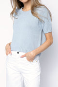 PRIVATE 0204 Short Sleeve Sweater in Sky