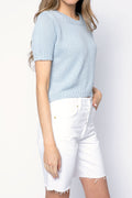 PRIVATE 0204 Short Sleeve Sweater in Sky