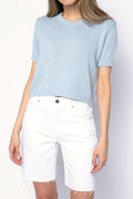 PRIVATE 0204 Short Sleeve Sweater in Sky