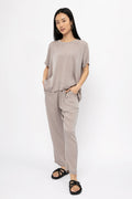 PRIVATE 0204 Silk Crewneck Top in Greige