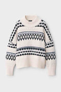 RAG & BONE Willow All Over Fairisle Sweater in Ivory and Black