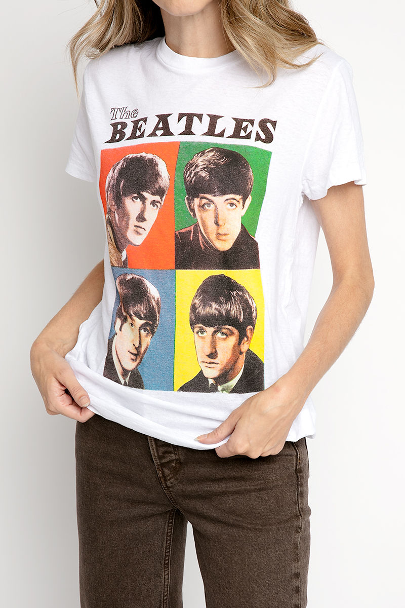 RE/DONE 70s Loose Tee The Beatles in Optic White