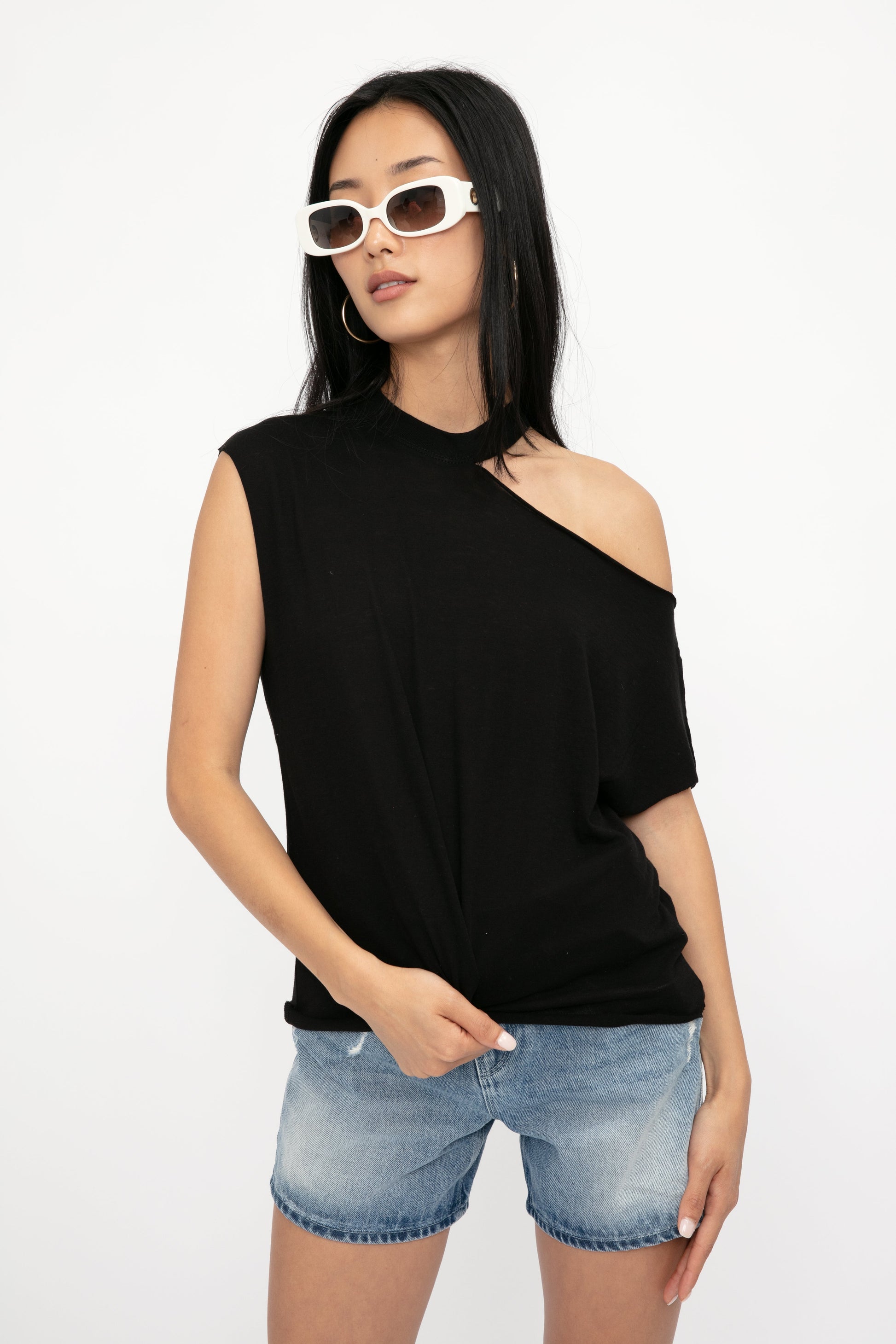 RTA Axel Cotton Cashmere Top in Widow