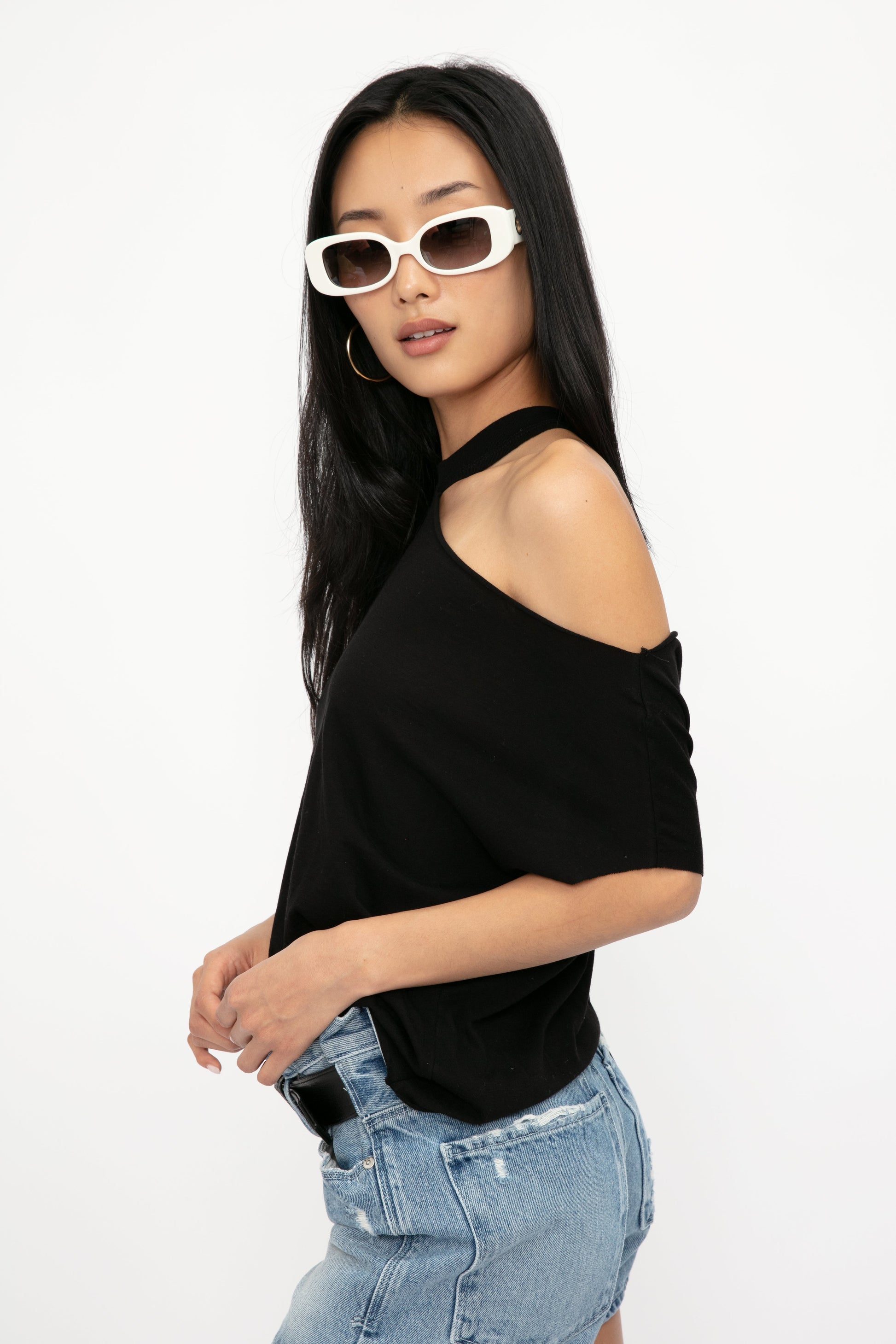 RTA Axel Cotton Cashmere Top in Widow