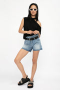 RTA Axel Cotton Cashmere Top in Widow