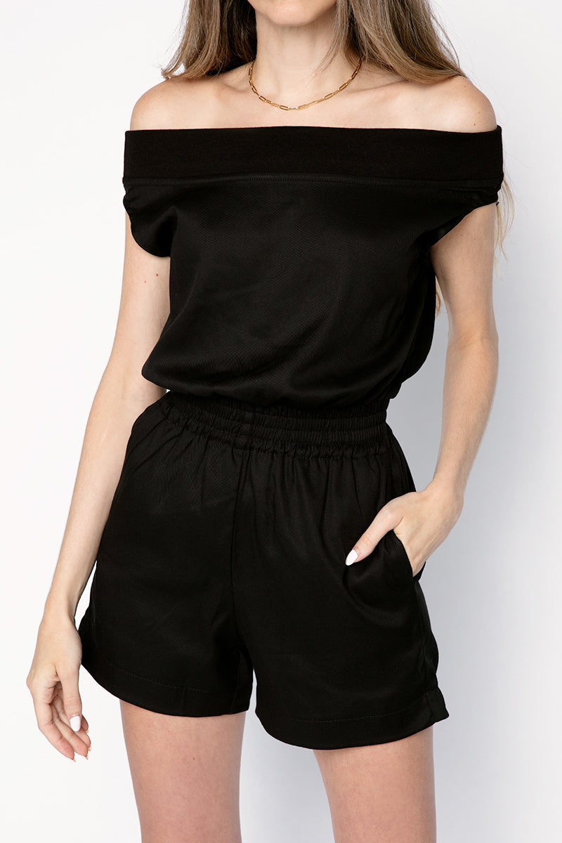 RTA Ginnie Sleeveless Romper in Black