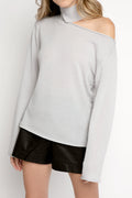 RTA Langley Cut Out Cashmere Sweater in Lead Crystal
