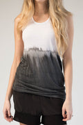 ROQUE Cotton Tank Top in Black and White Tie Dye