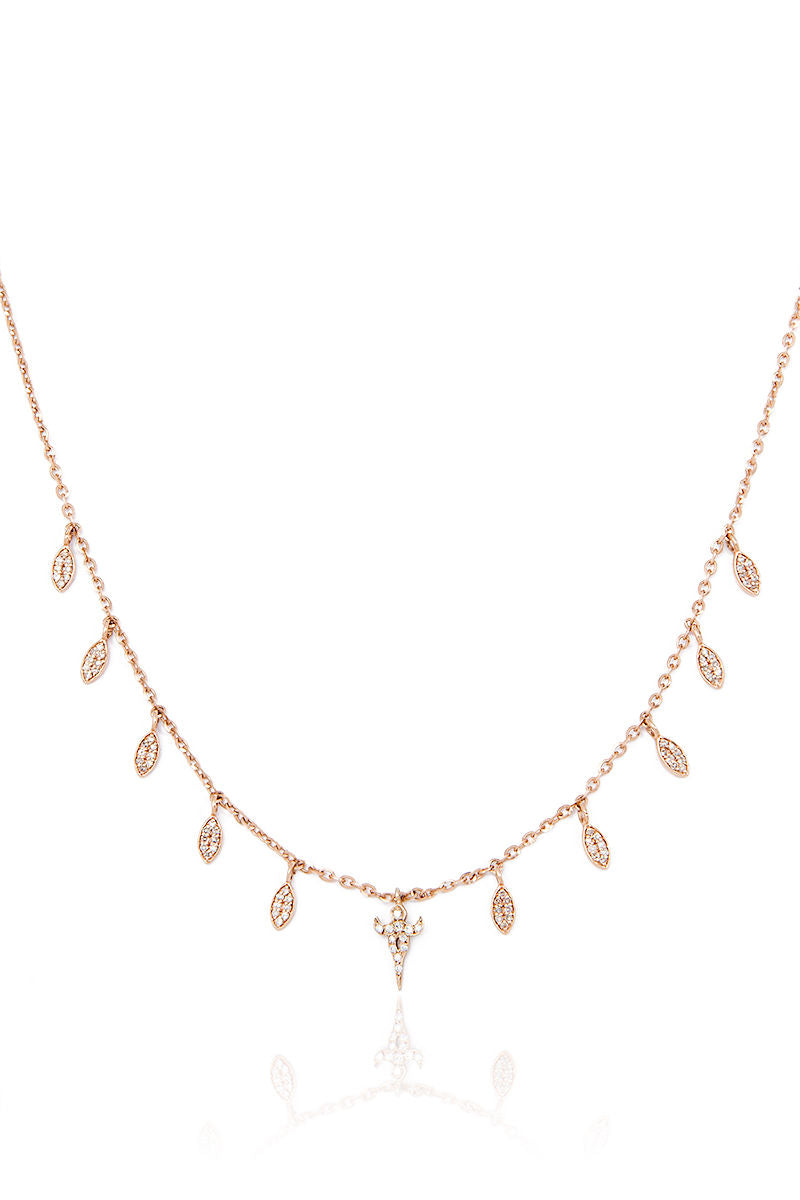 L.A. STEIN Diamond Marquise Mini Goddess Necklace in Rose Gold