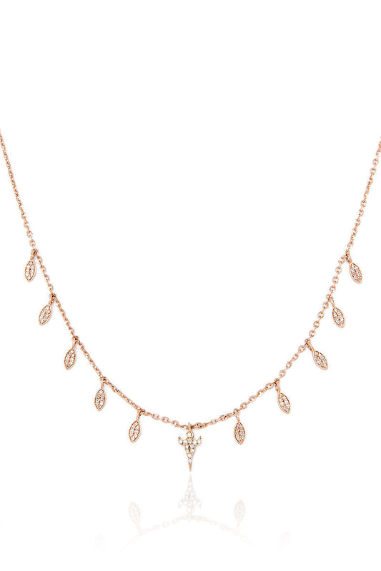 L.A. STEIN Diamond Marquise Mini Goddess Necklace in Rose Gold