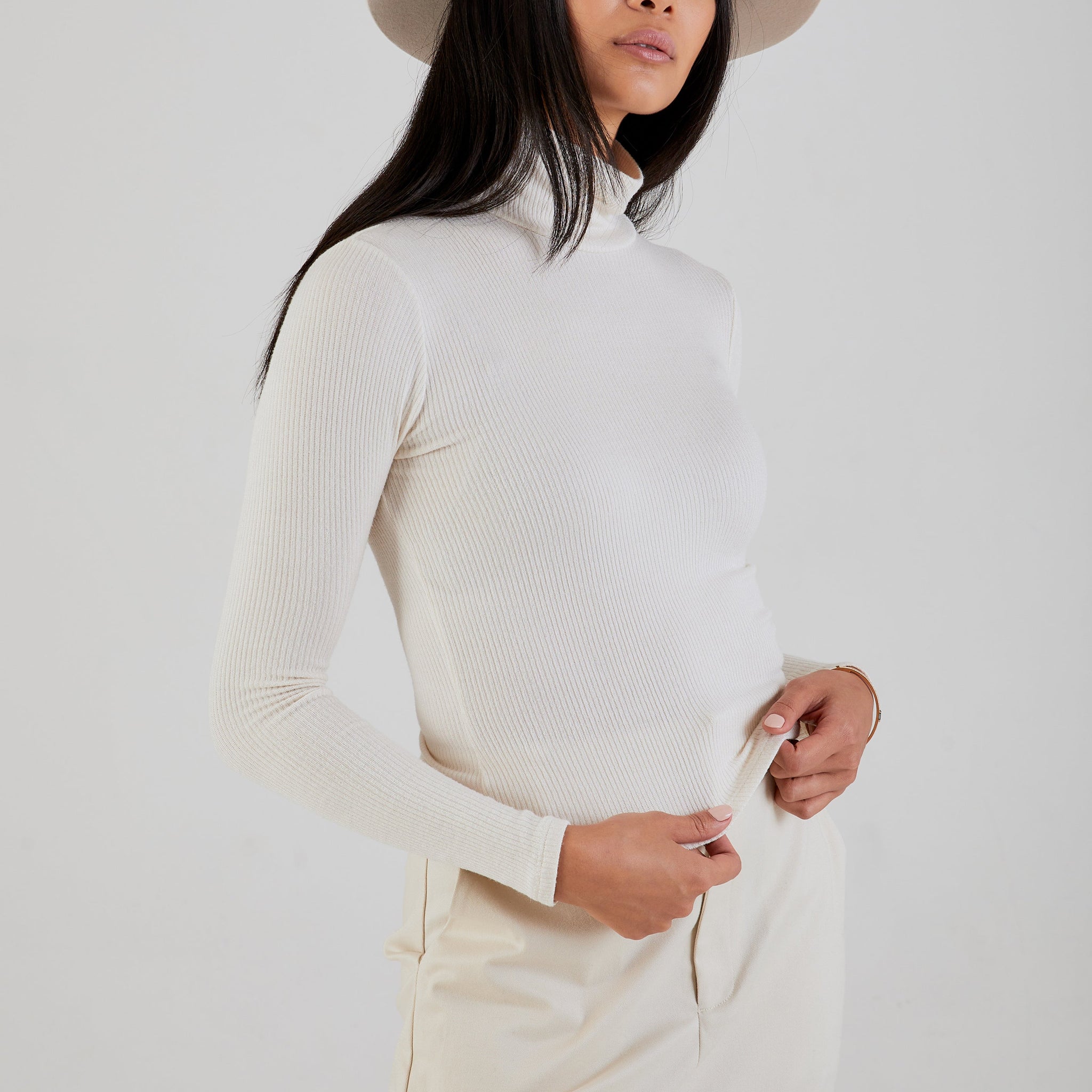 SABLYN Archer Rib Turtleneck in Gardenia