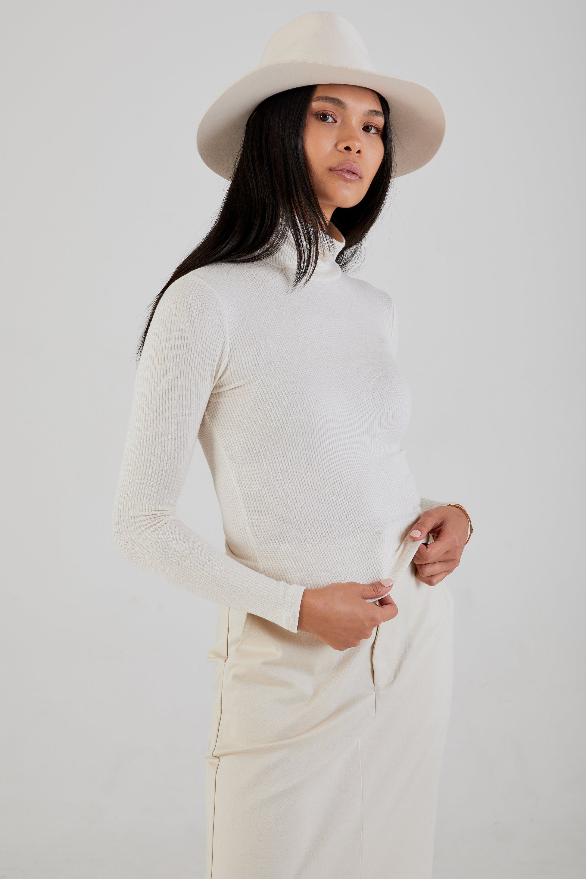 SABLYN Archer Rib Turtleneck in Gardenia