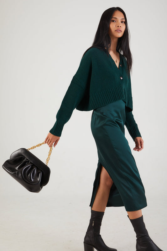 SABLYN Elliot Button Cashmere Cardigan in Deep Forest