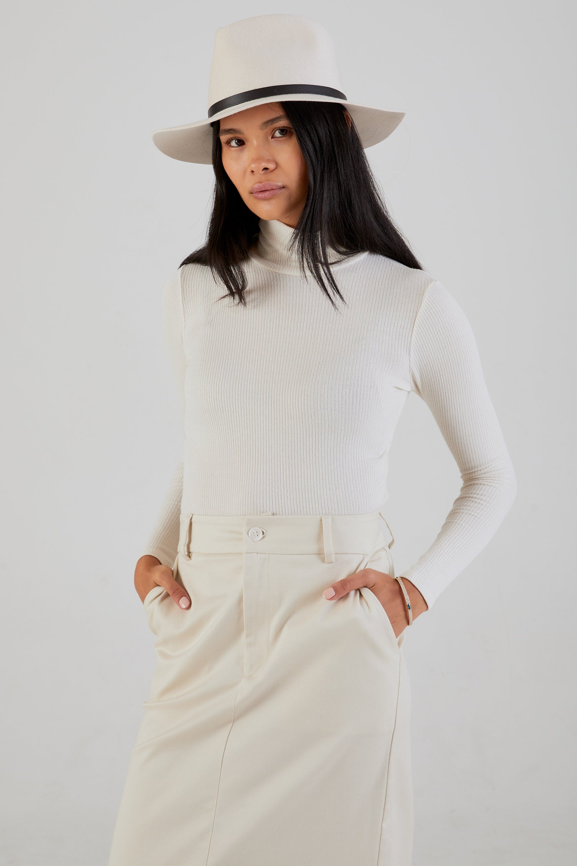 SABLYN Archer Rib Turtleneck in Gardenia