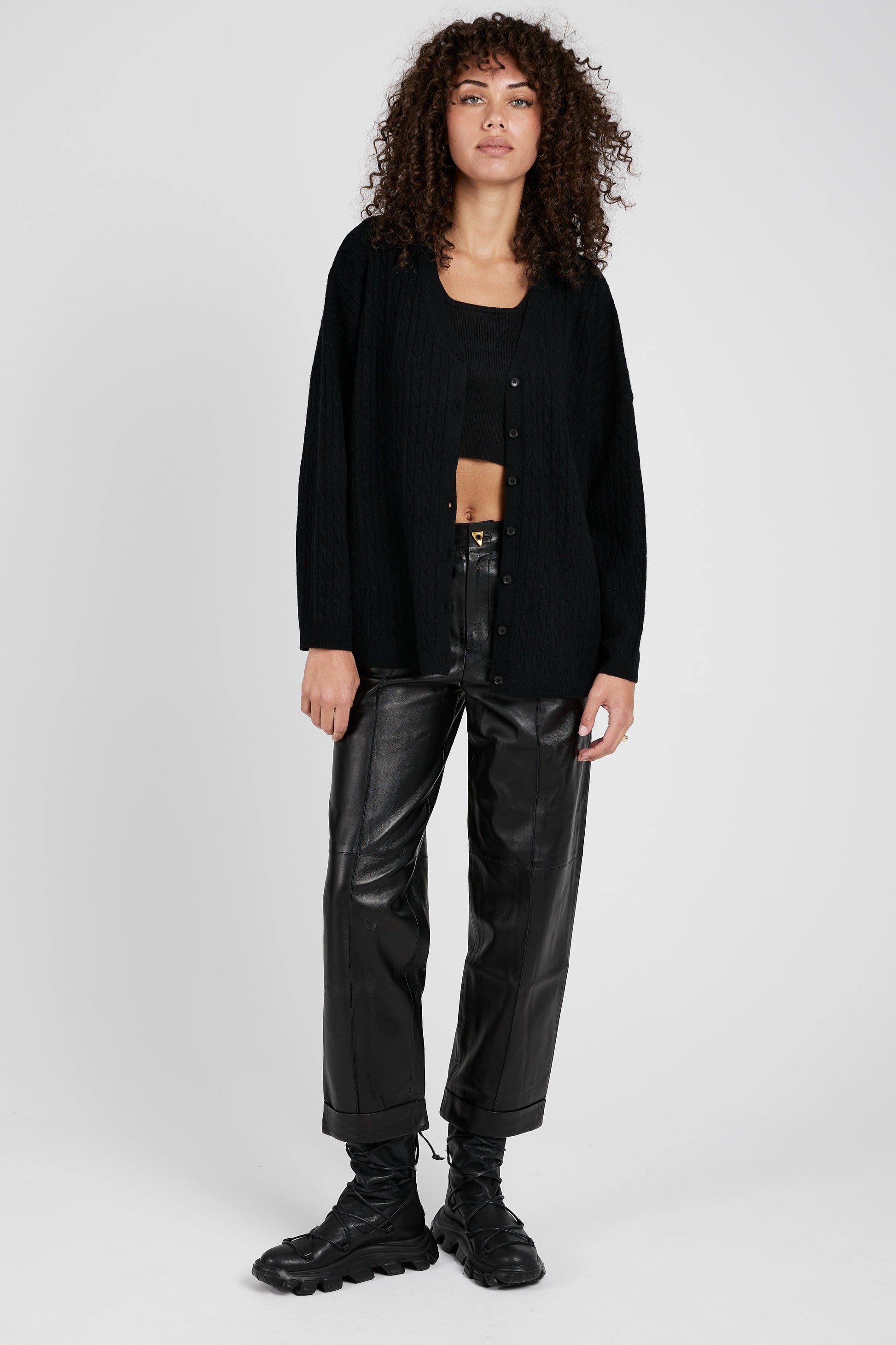 SABLYN Cooper Cable Knit Cardigan in Black