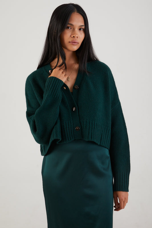SABLYN Elliot Button Cashmere Cardigan in Deep Forest