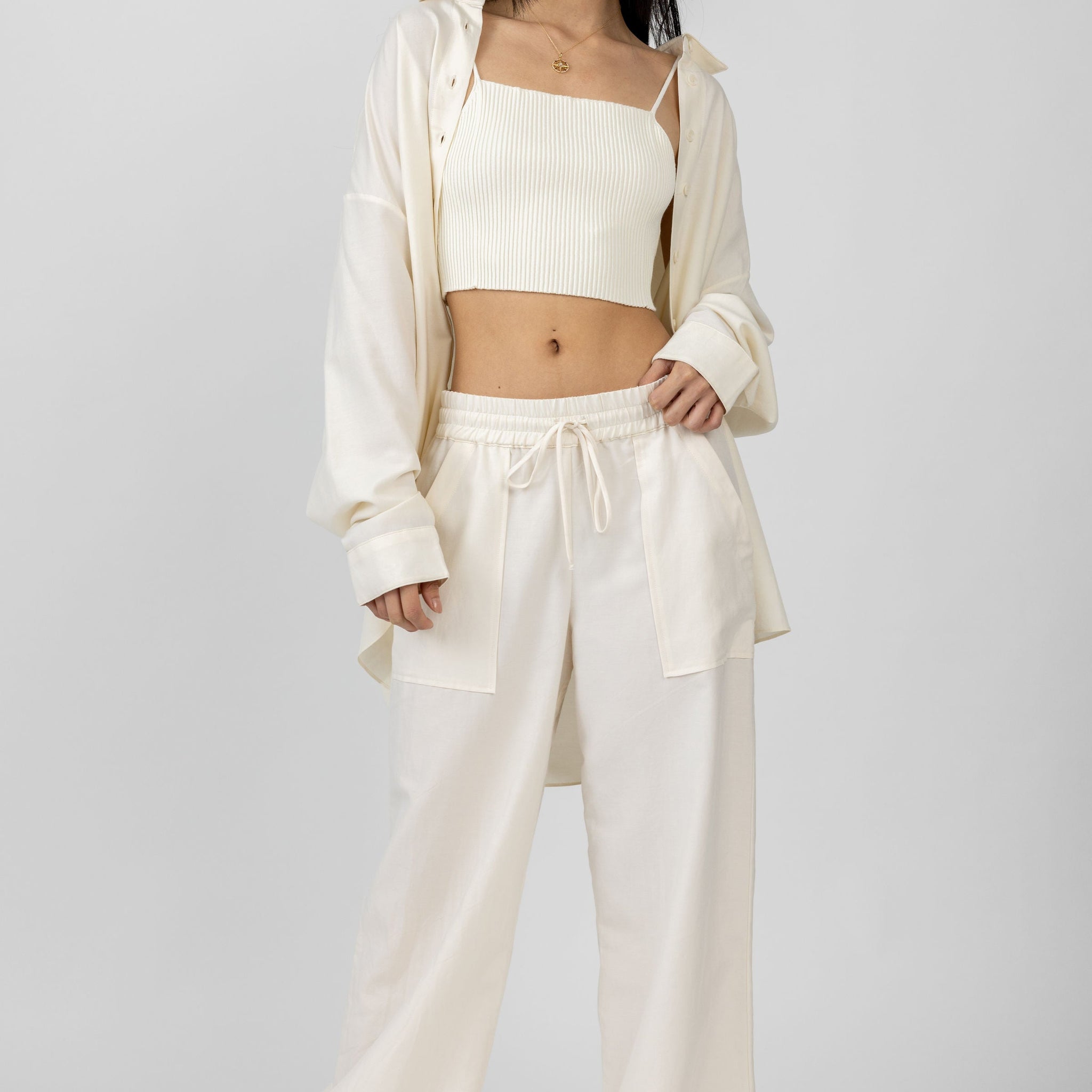 SABLYN Baxter Drawstring Wide Leg Pant in Gardenia