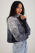 SABLYN Lula Crop Cashmere Turtleneck Sweater in Nightbreak