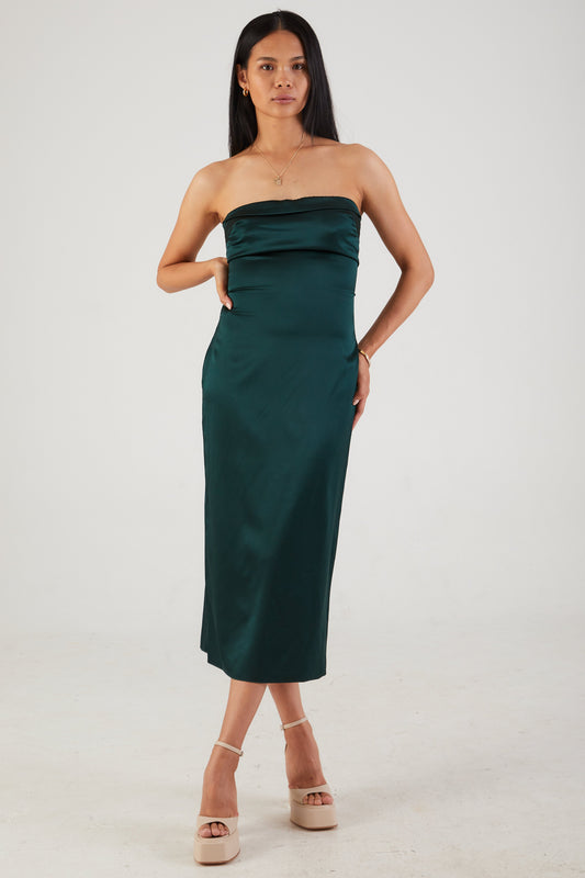 SABLYN Severine Strapless Dress in Deep Forest