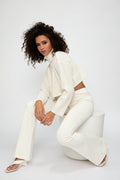 SABLYN Uma Cashmere Cropped Turtleneck Sweater in Gardenia
