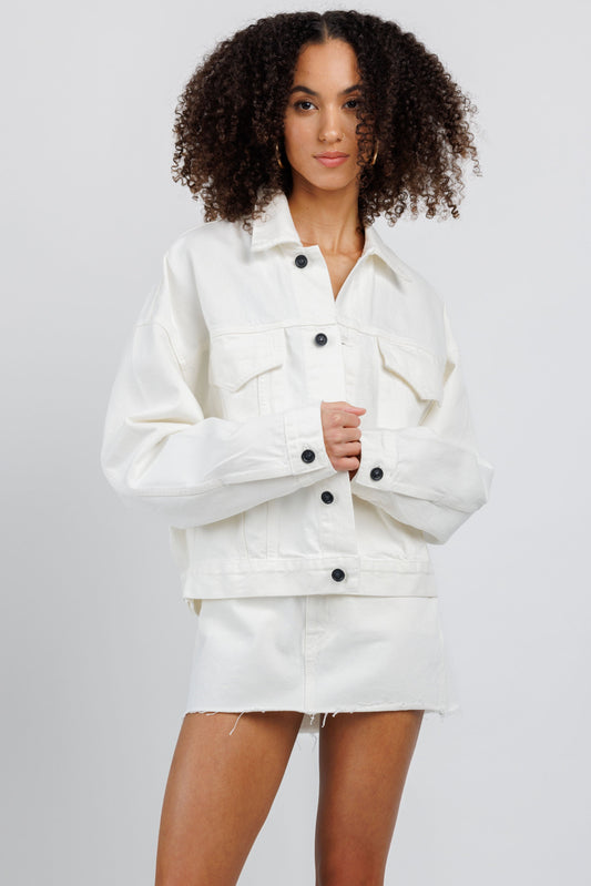 SLVRLAKE Detroit Trucker Jacket in Off White