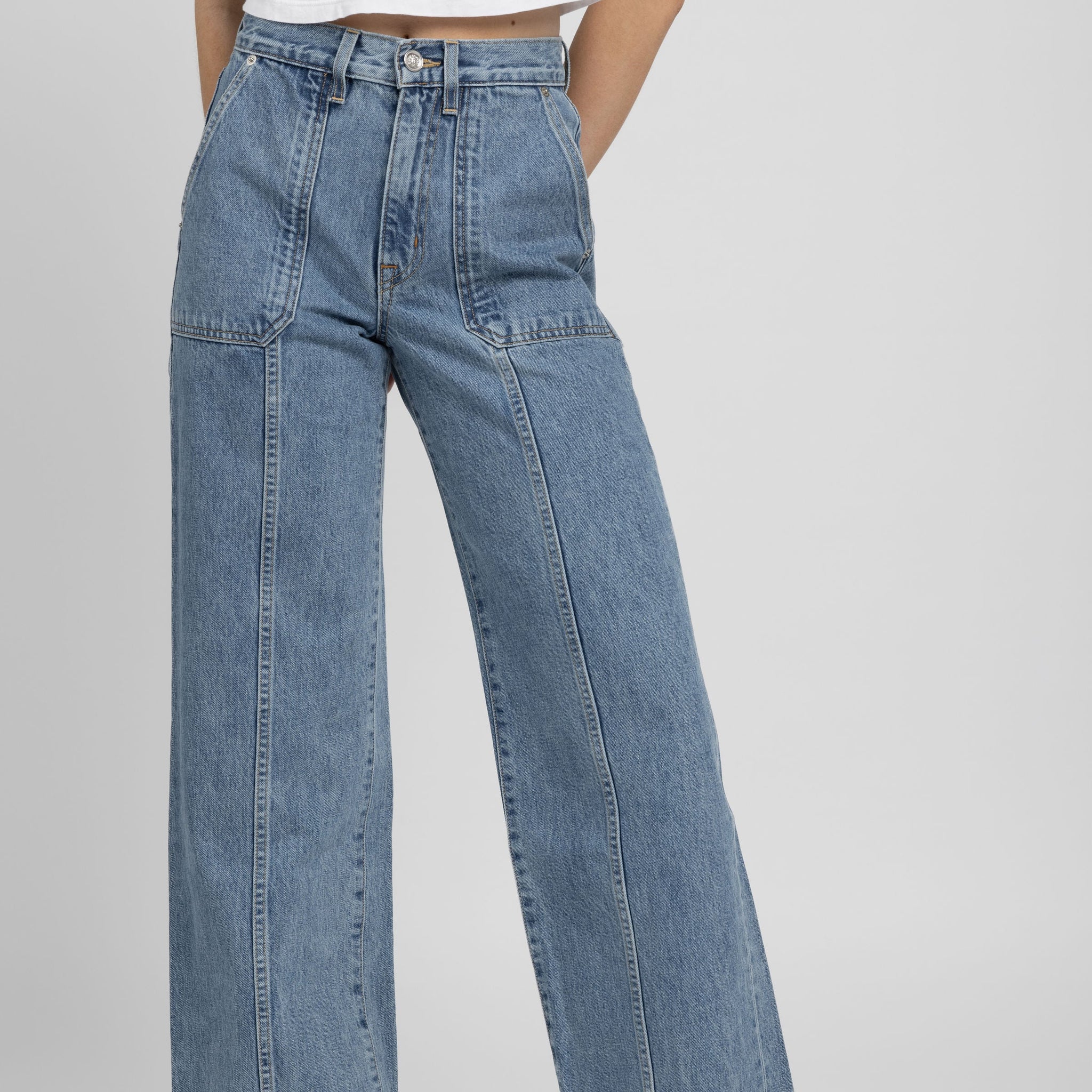 SLVRLAKE Grace Cargo with Seam Jean in Pacific