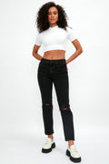SLVRLAKE Virginia Slim Destructed Jean in Shadow Ridge
