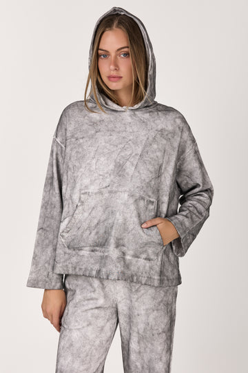 Shade Effect Hooded Oversized Sweatshirt in Bianco