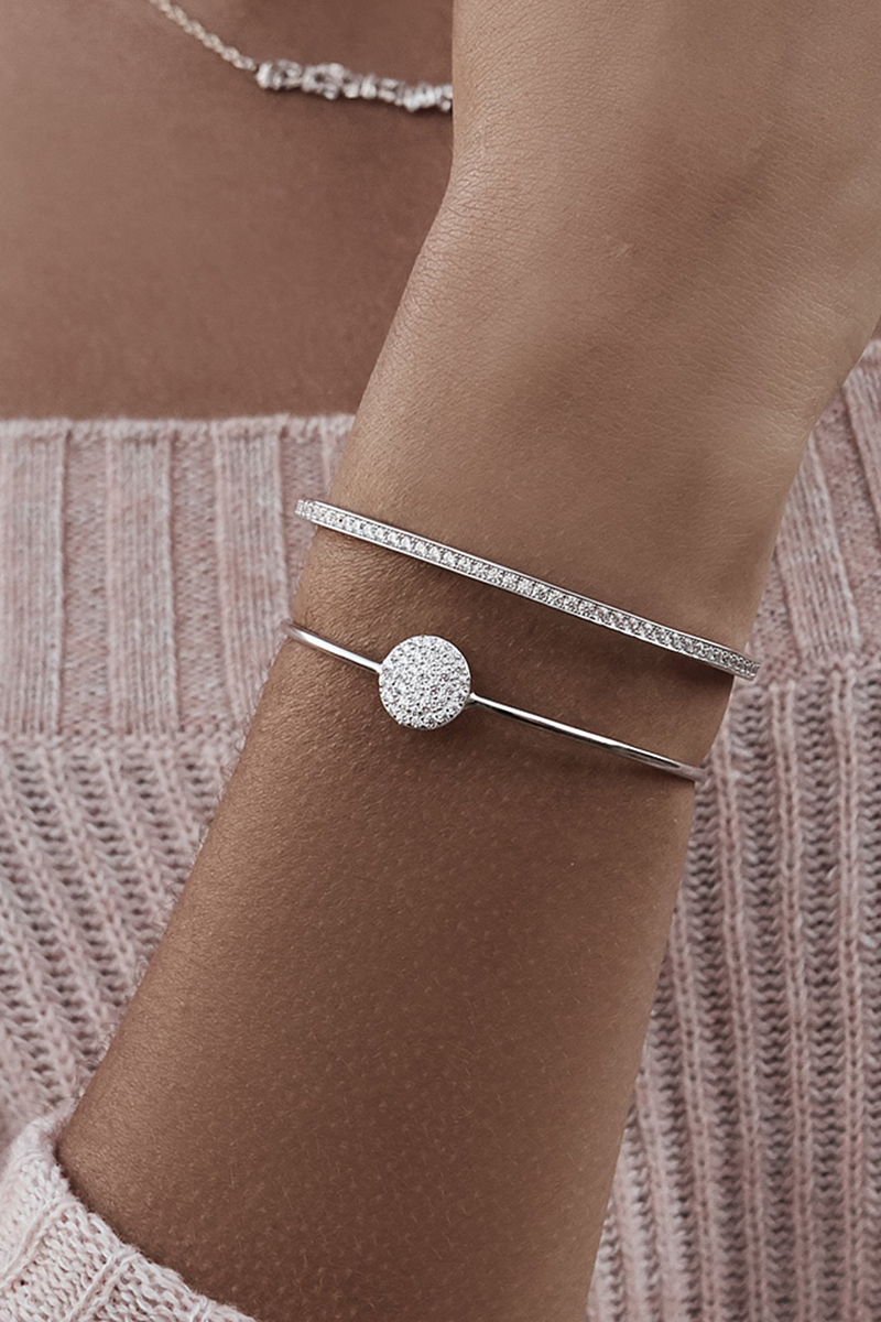 VELINA Rose Gold Cannes Pavé Adjustable Bangle Bracelet