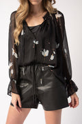 FORTE FORTE Chiffon Silk Bohemian Shirt in Mahonia Print