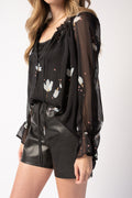 FORTE FORTE Chiffon Silk Bohemian Shirt in Mahonia Print