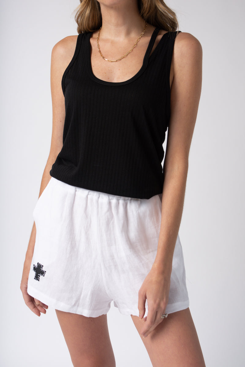 THE RANGE Split Jersey Divided Tank in Jet Black