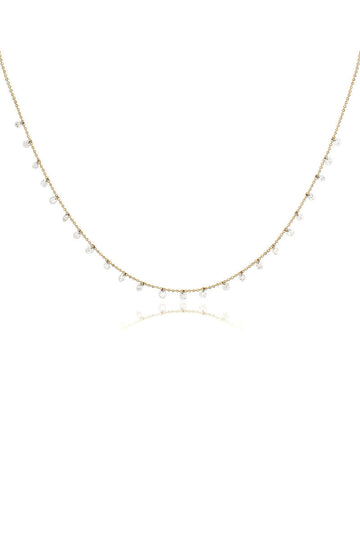 L.A. STEIN Celeste 24 Floating Diamond Necklace in Yellow Gold