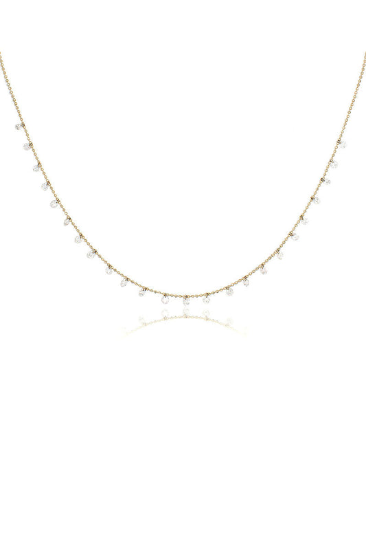 L.A. STEIN Celeste 24 Floating Diamond Necklace in Yellow Gold