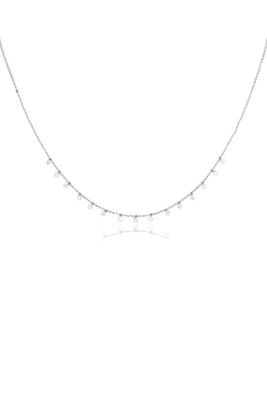 L.A. STEIN Celeste 15 Floating Diamond Necklace in White Gold