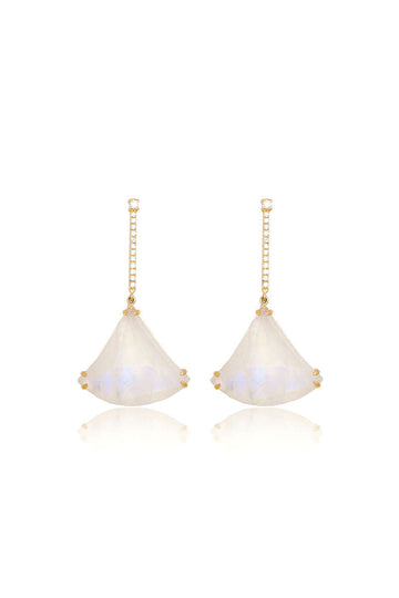 L.A. STEIN Moonstone Kite Earrings in Yellow Gold
