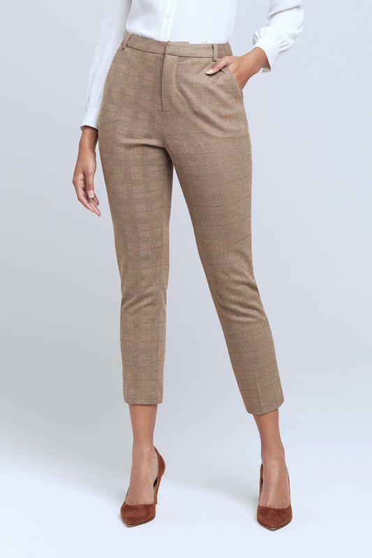 L'AGENCE Ludivine Trouser in Honey/Ginger Plaid