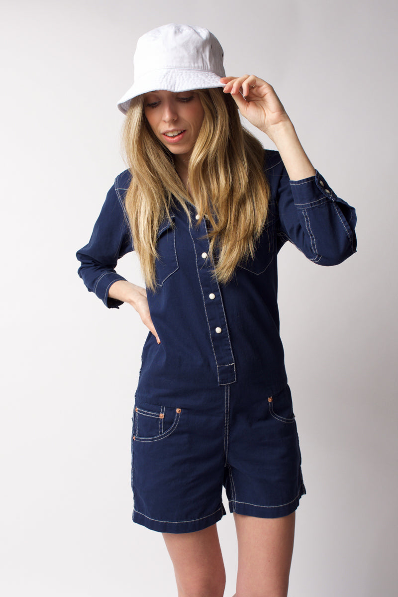DENIMIST Cowboy Romper in Navy Blue