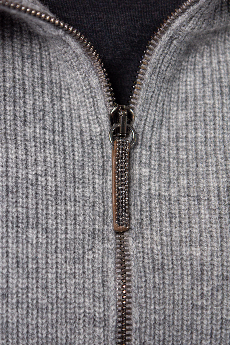 FABIANA FILIPPI Zip Up Cardigan in Color Block
