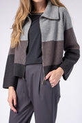 FABIANA FILIPPI Zip Up Cardigan in Color Block