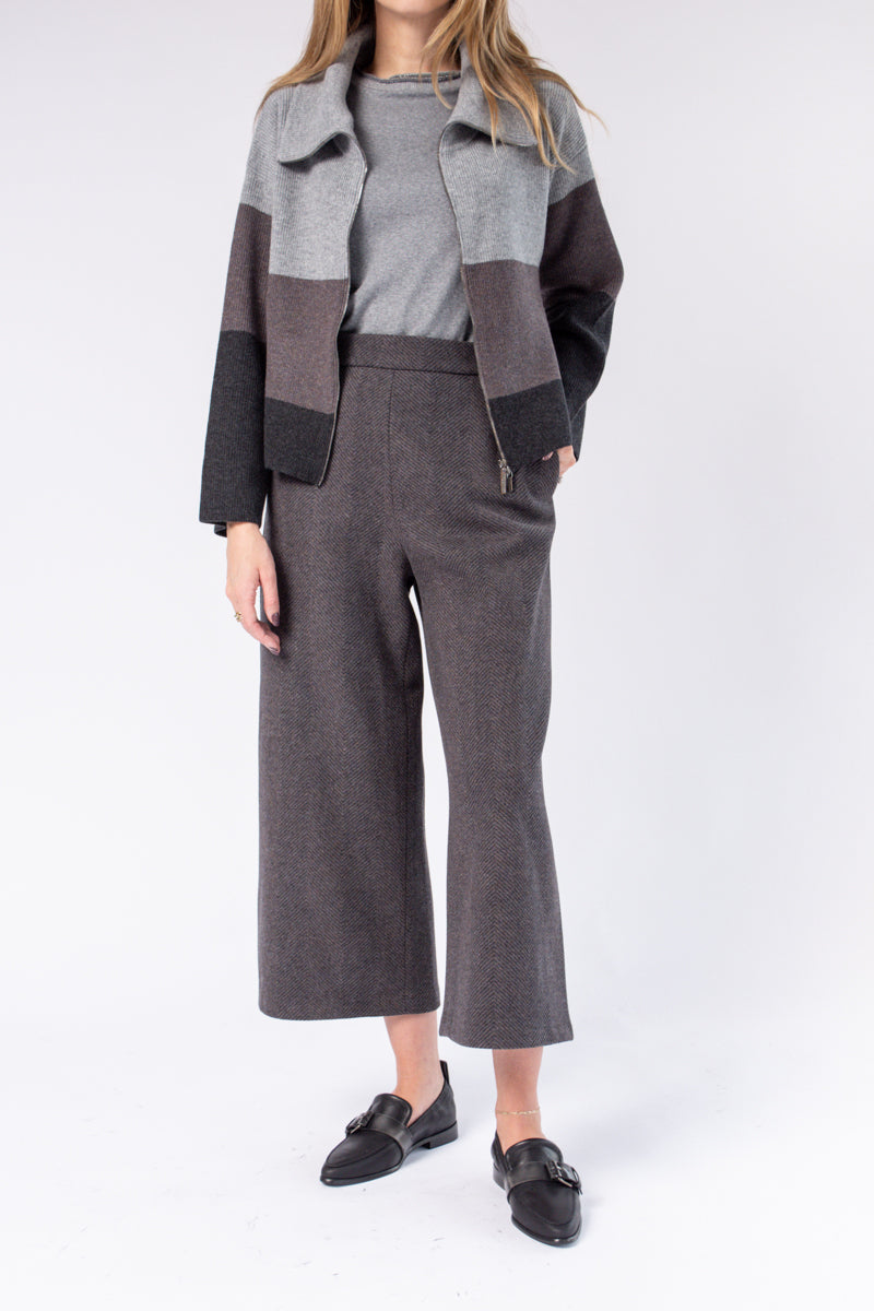 FABIANA FILIPPI Zip Up Cardigan in Color Block