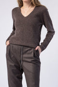 FABIANA FILIPPI V-Neck Sweater in Marled Brown