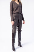 FABIANA FILIPPI V-Neck Sweater in Marled Brown