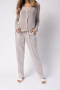 FORTE FORTE Cloquet Satin Silk Pant in Perla