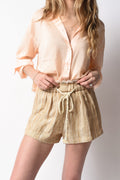 FORTE FORTE Cotton Linen Herringbone Short in Ambra