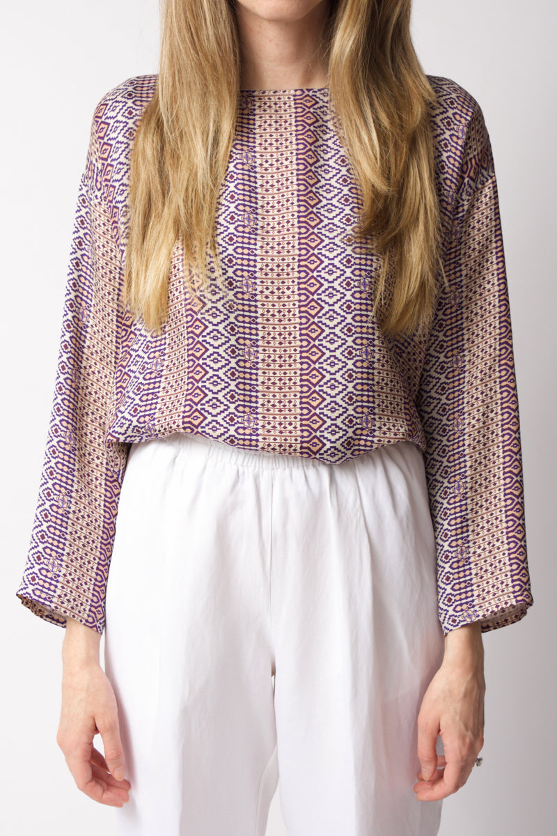 FORTE FORTE Viscose Silk Twill Top in Majorelle