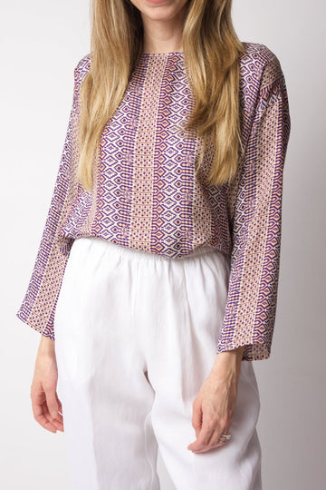 FORTE FORTE Viscose Silk Twill Top in Majorelle