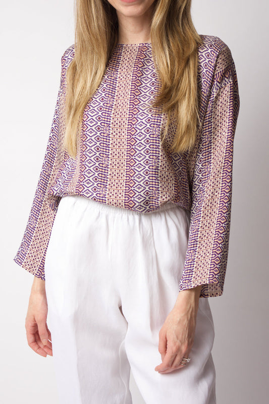 FORTE FORTE Viscose Silk Twill Top in Majorelle